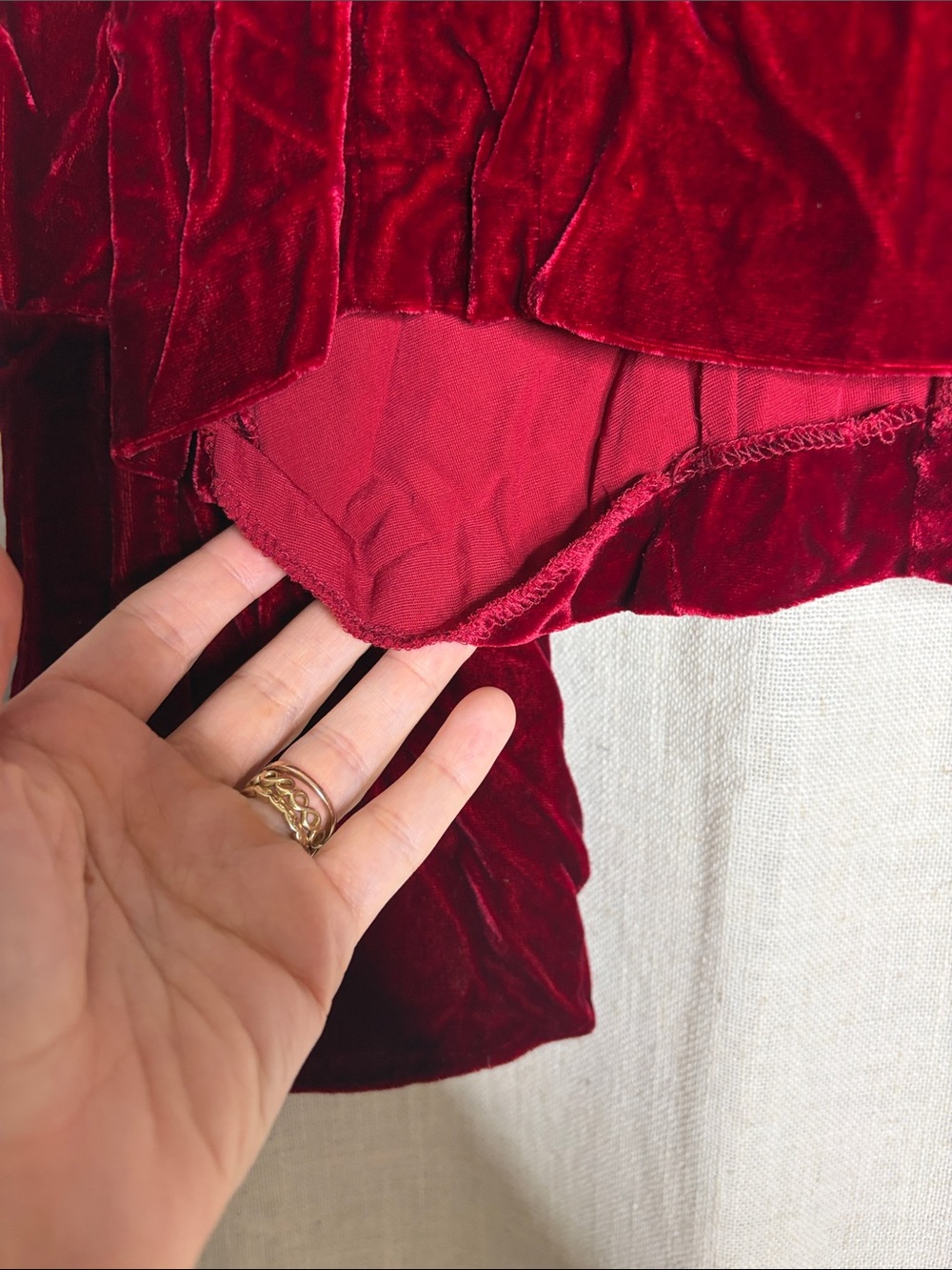 Talbots Velvet Button-Front Blouse - Wine Red - Picture 3 of 4
